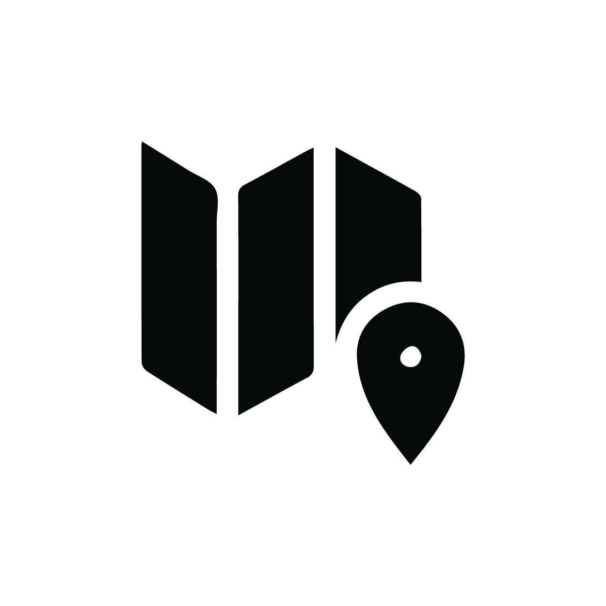 Icon with map and localisation arrow